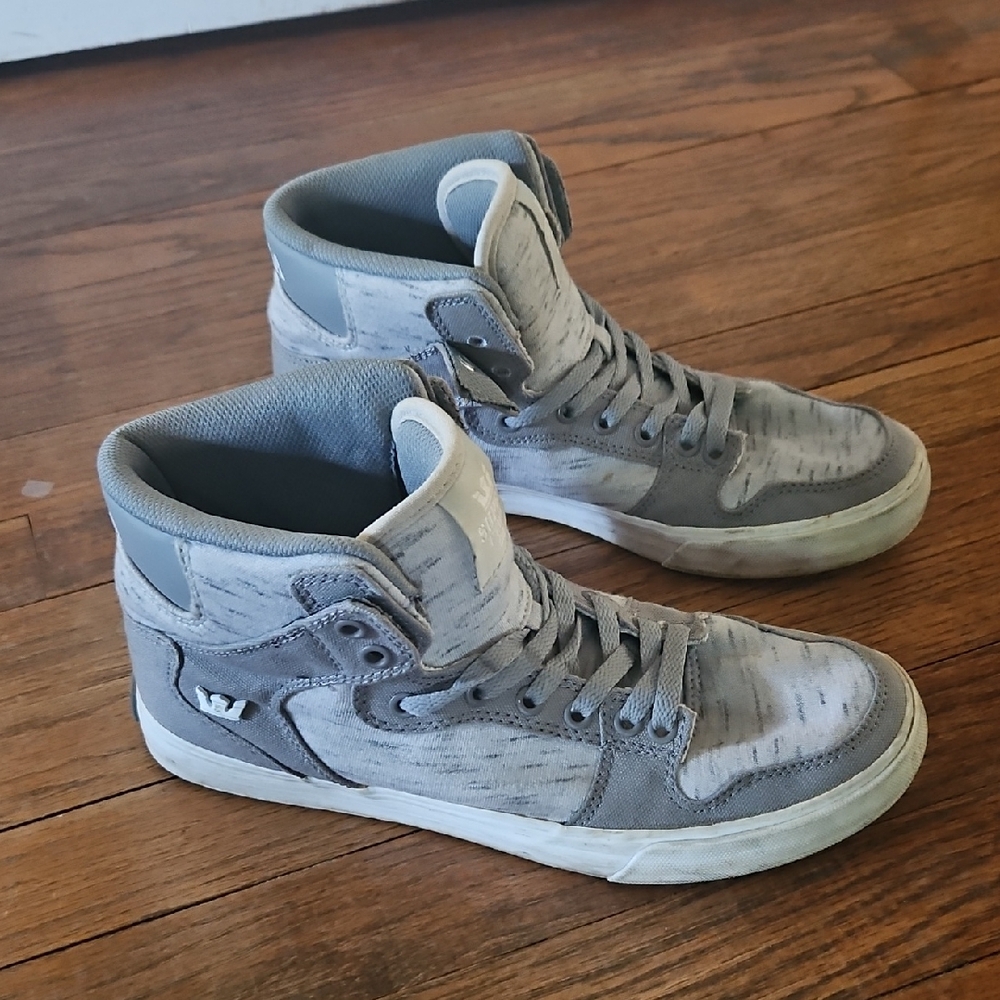 Supra Gray and White High-Top Sneakers